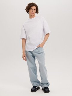 Белая футболка мужская с лайкрой Oversize