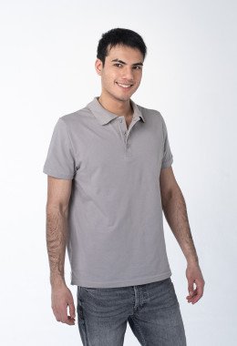 Мужская рубашка ПОЛО с эластаном серый меланж